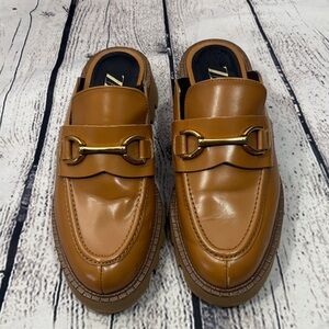 Zara Tan Mules with Gold Accent